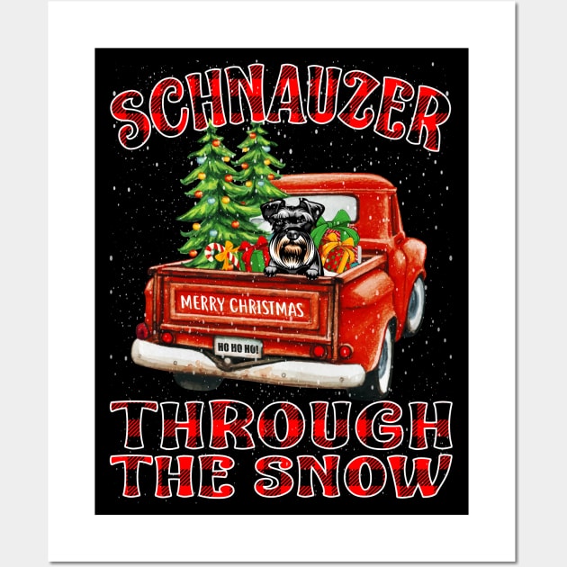 Christmas Schnauzer Through The Snow Dog Santa Truck Tree Wall Art by intelus